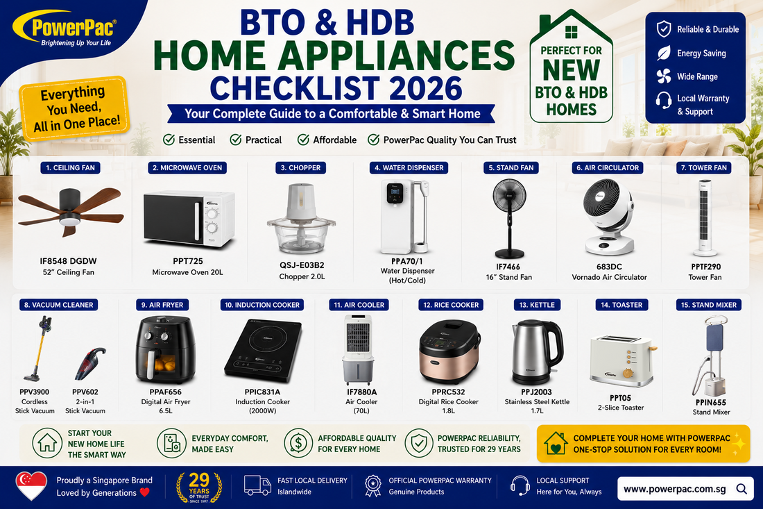 BTO & HDB Home Appliances Checklist Singapore 2026 | PowerPac