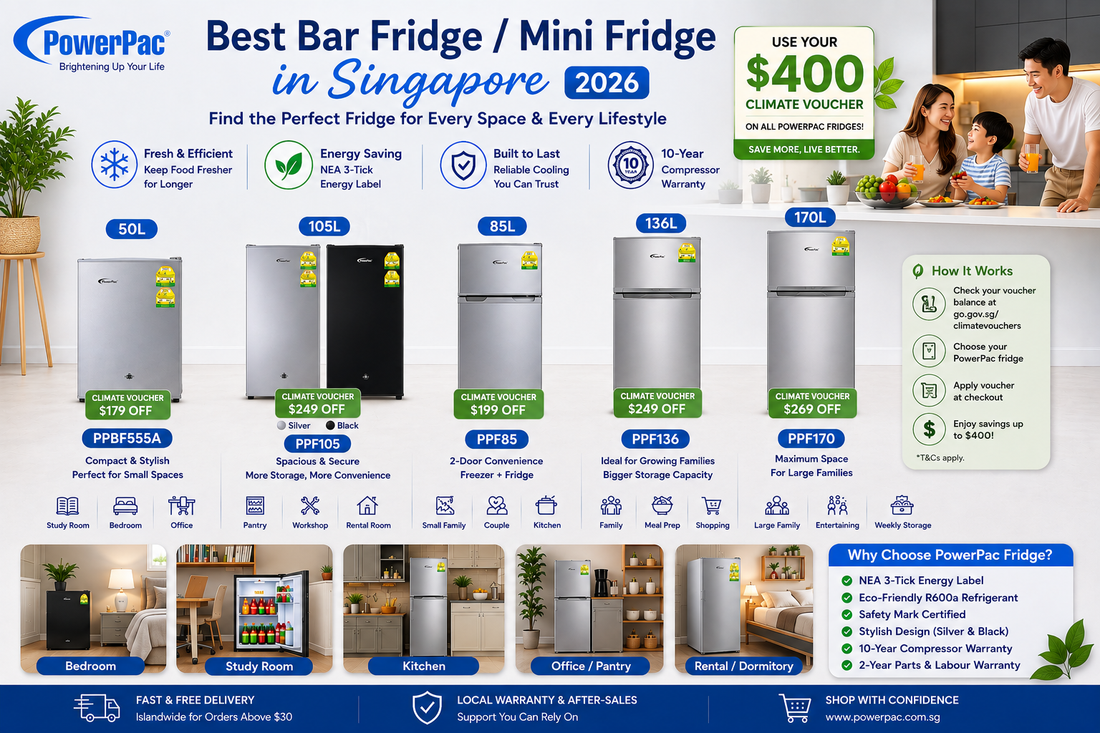Best Bar Fridge & Refrigerator Singapore 2026 | PowerPac Buying Guide