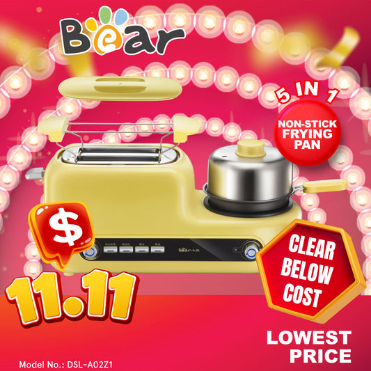 Bear 5in1 Toaster Breakfast Set w non-stick frying Pan (DSL-A02Z1)