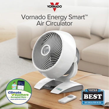 [CLIMATE VOUCHER $400] Vornado Energy Smart™ Air Circulator – Remote Control, Vortex Action, DC motor, Oscillation, Timer, 99-Speed, white, 6303DC