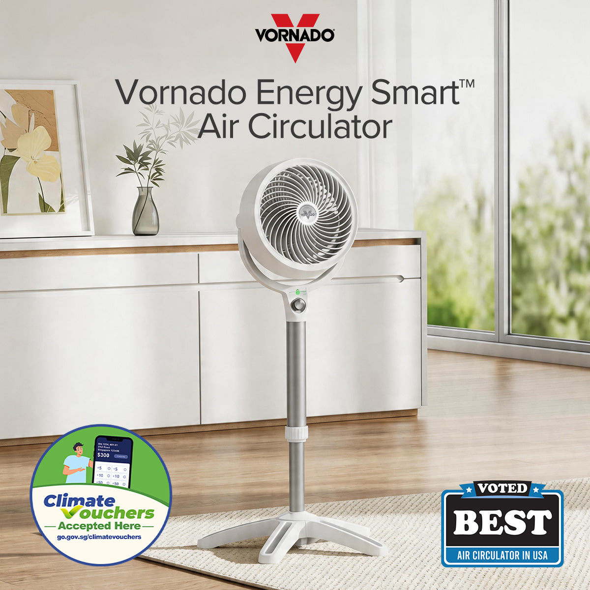 [CLIMATE VOUCHER $400] Vornado Energy Smart™ Air Circulator Fan, Vortex Action, DC motor, Oscillation, Timer, Variable Speed instead (683DC)