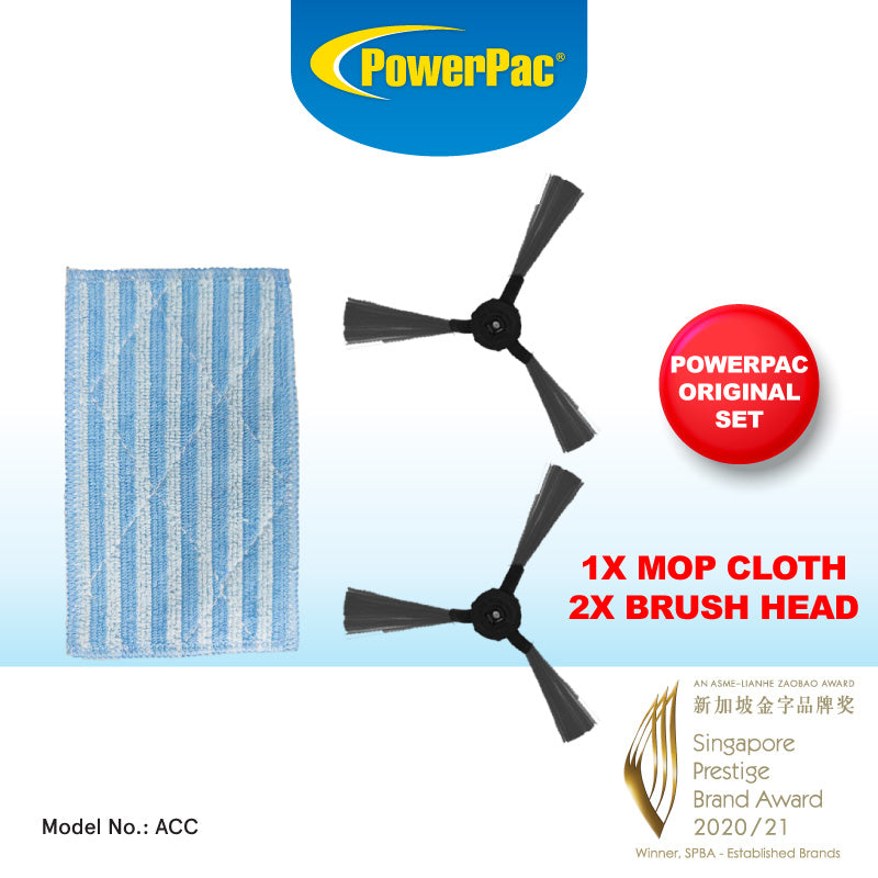 Original Replacement Accessories 2x Brushes/ 1x Mop Cloth Robotic Vacuum Cleaner (PPV3100ACC)