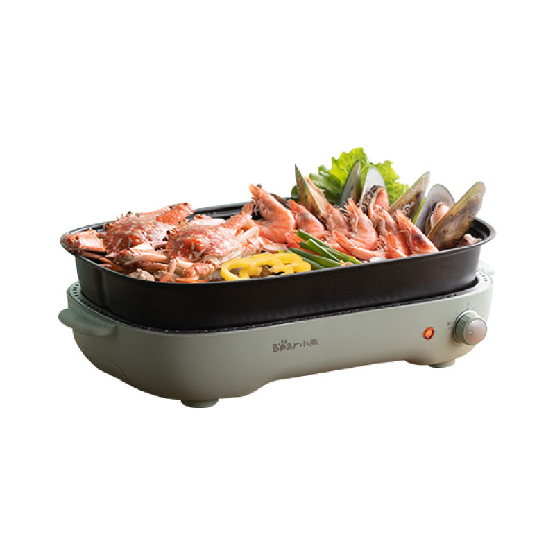 Bear Steamboat with Removable BBQ Grill and Steamboat Pot, 2 in 1 Multi Cooker (DKL-D12Z4)
