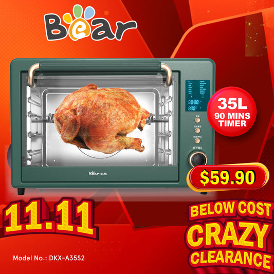 Bear 35L Digital Oven With Rotisserie & 11 Preset Functions (DKX-A35S2)
