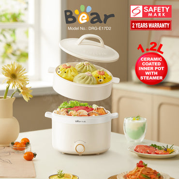 Bear Multi Cooker 1.2L steamboat noodle cooker and Food Steamer (DRG-E17D2)
