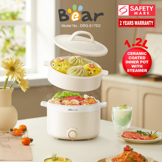 Bear Multi Cooker 1.2L steamboat noodle cooker and Food Steamer (DRG-E17D2)