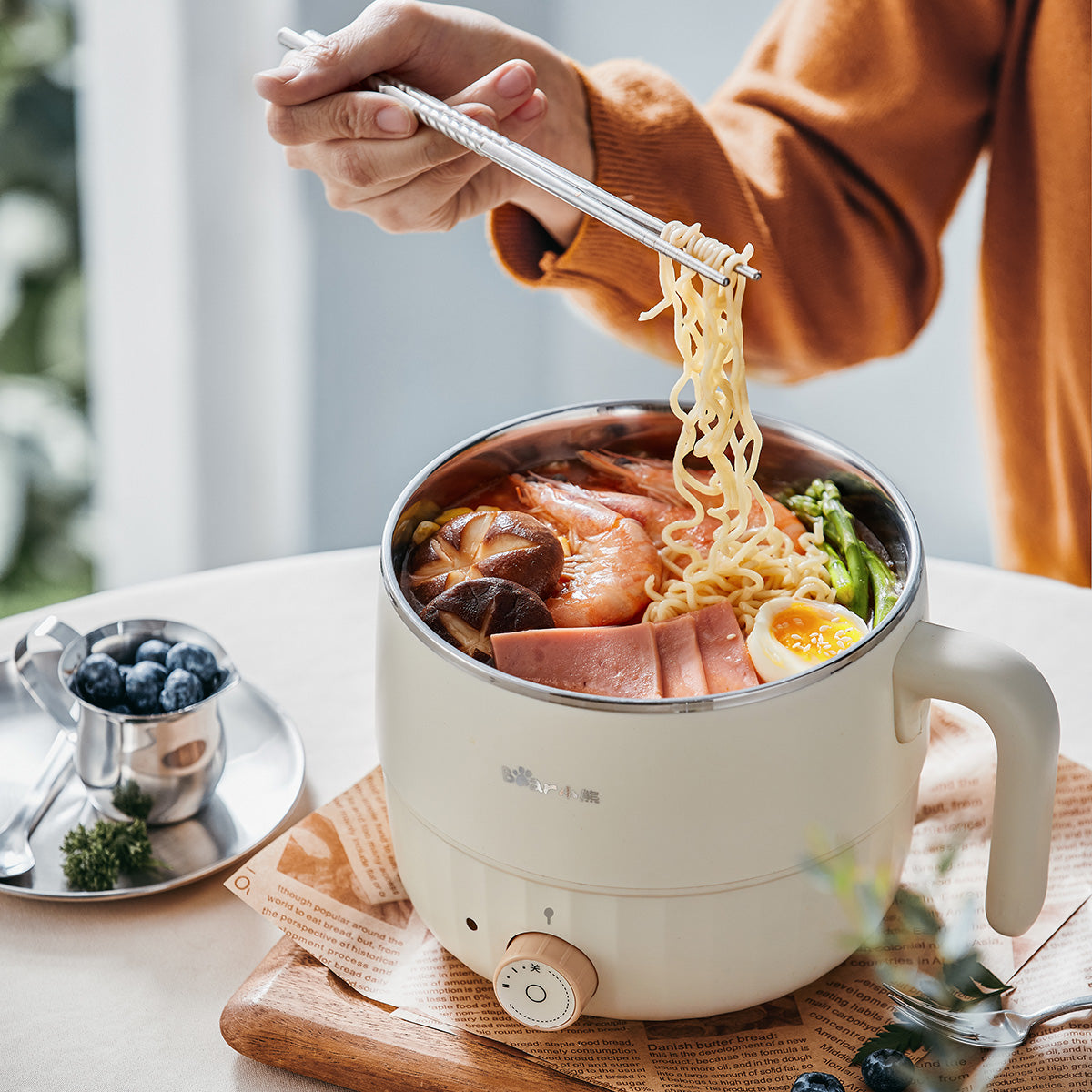 Bear Multi Cooker 1.2L steamboat noodle cooker and Food Steamer (DRG-F12H2)