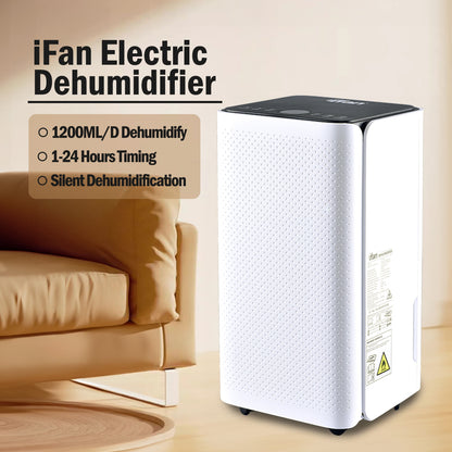 iFan Electric Dehumidifier 12L/24HRS Dehumidifier Thirsty Hippo, 11 Humidity level, Timer Setting 1-24h (IF3256)