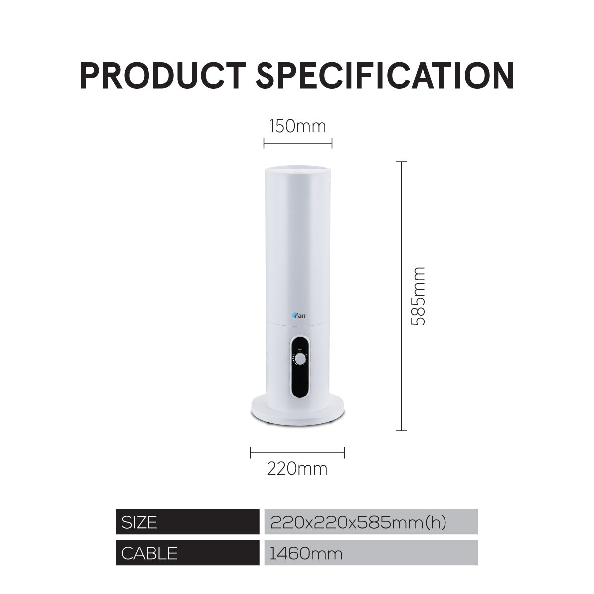 iFan 6L Floor Standing Humidifier Ultrasonic Mist Humidifier with Silent, Adjustable Mist Diffuser (IF3257)