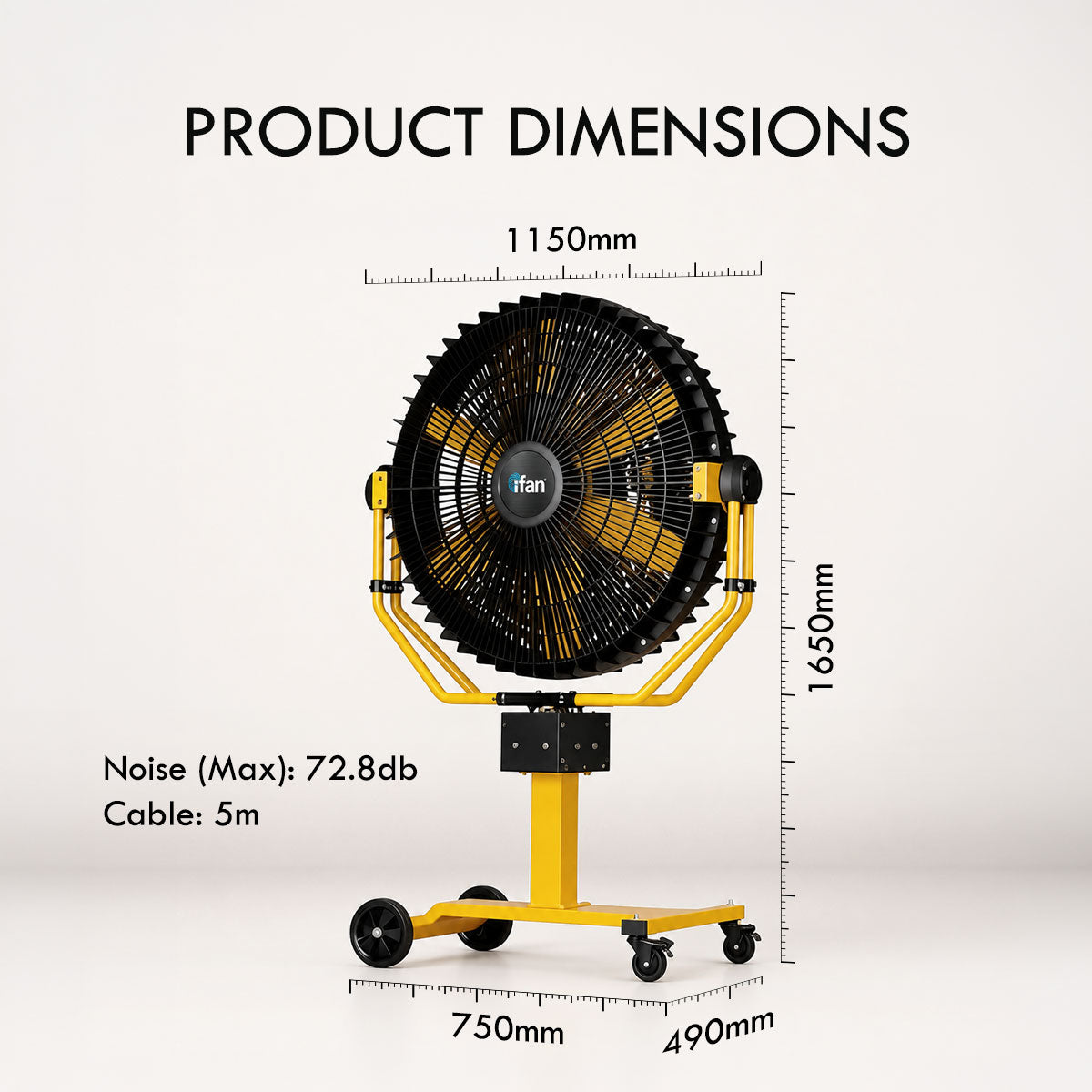 iFan 36” Big Industrial Drum Fan with Oscillation - Powerful, Direct-drive Motor, 6 Blades, Portable, Wheels, IF3688