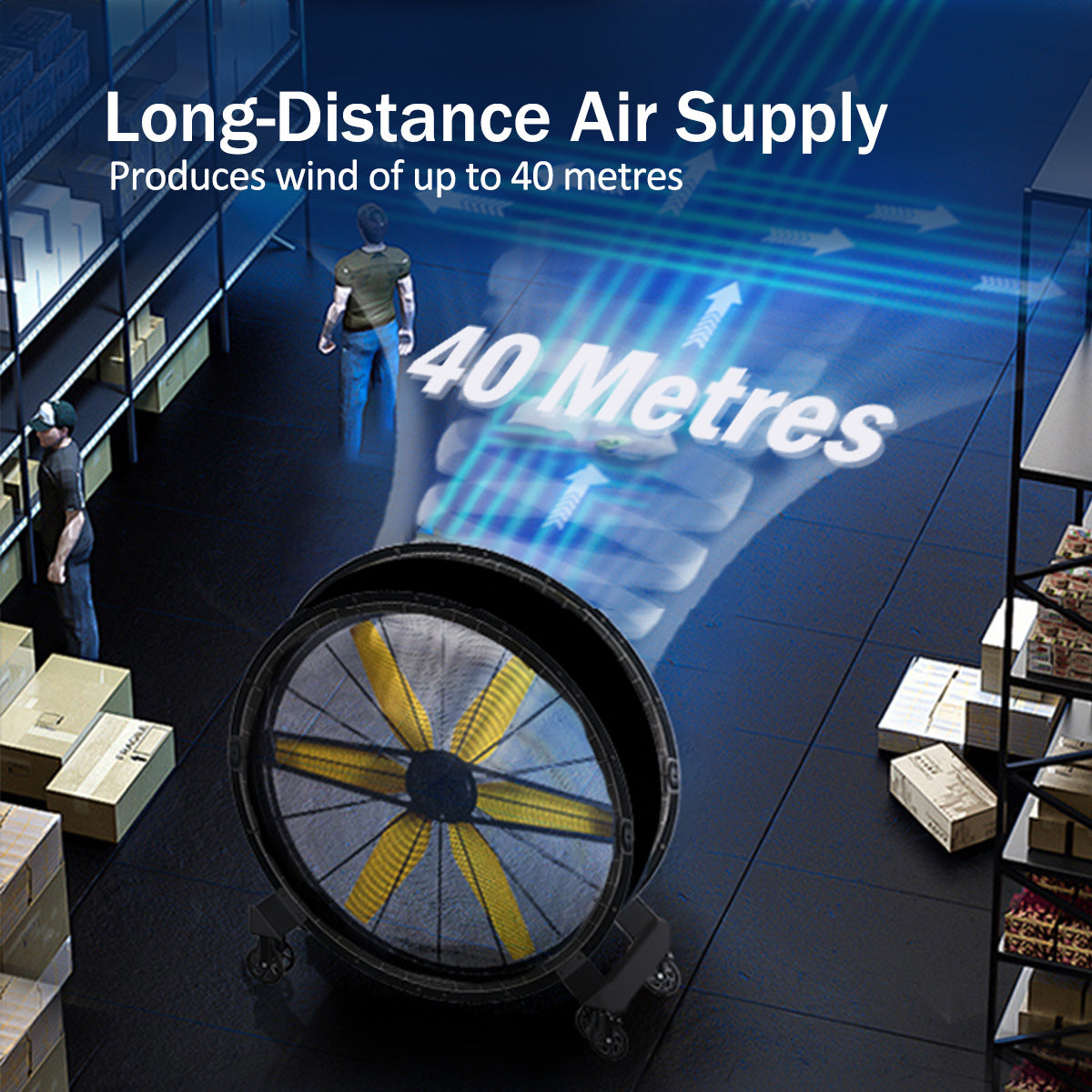 iFan 48” Big Industrial Drum Fan - Powerful, Direct-drive Motor, 6 Blades, Portable, Wheels (IF4822)