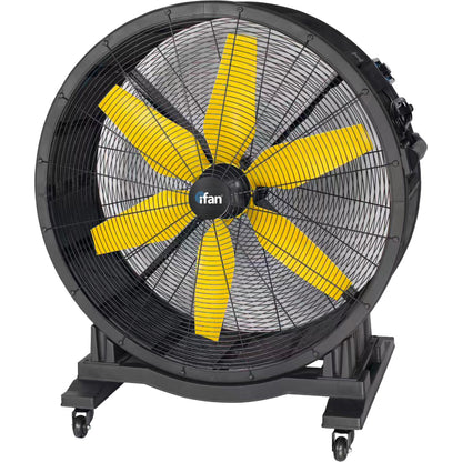 iFan 48” Big Industrial Drum Fan - Powerful, Direct-drive Motor, 6 Blades, Portable, Wheels (IF4822)