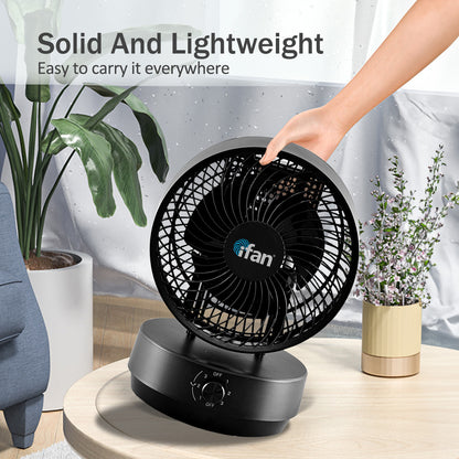 iFan 9" AIR CIRCULATOR FAN WITH OSCILLATION, Power Fan, Desk Fan, Portable Fan (IF7409)