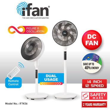 [NEA CLIMATE VOUCHER $400]iFan 14” DC Motor Stand Fan With Figure 8 Oscillation (IF7436)