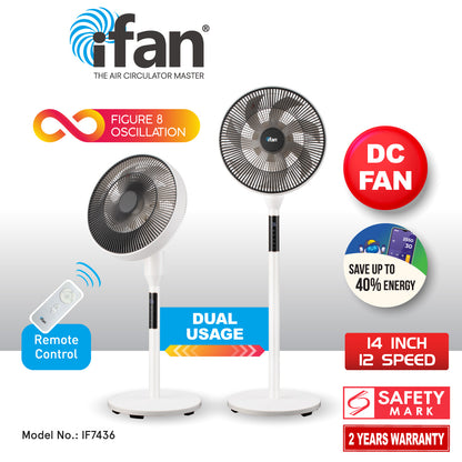 [NEA CLIMATE VOUCHER $400]iFan 14” DC Motor Stand Fan With Figure 8 Oscillation (IF7436)