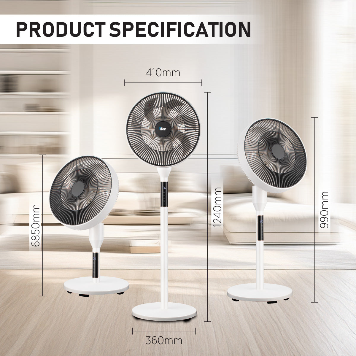 [NEA CLIMATE VOUCHER $400]iFan 14” DC Motor Stand Fan With Figure 8 Oscillation (IF7436)