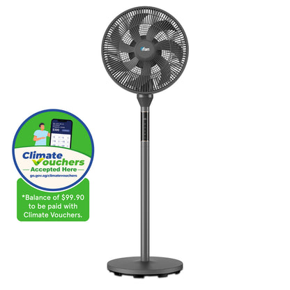 [NEA CLIMATE VOUCHER $400]iFan 14” DC Motor Stand Fan With Figure 8 Oscillation, white, IF7436 (Grey)