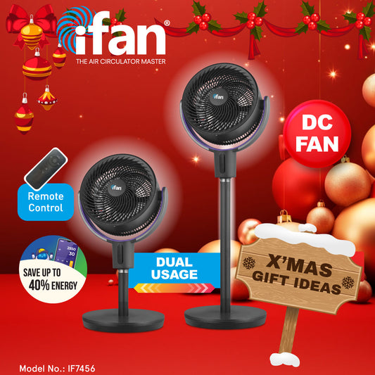 iFan Powerful 36 Speed DC Air Circulator Fan, Stand Fan with Oscillation & remote control, Quiet Operation (IF7456)