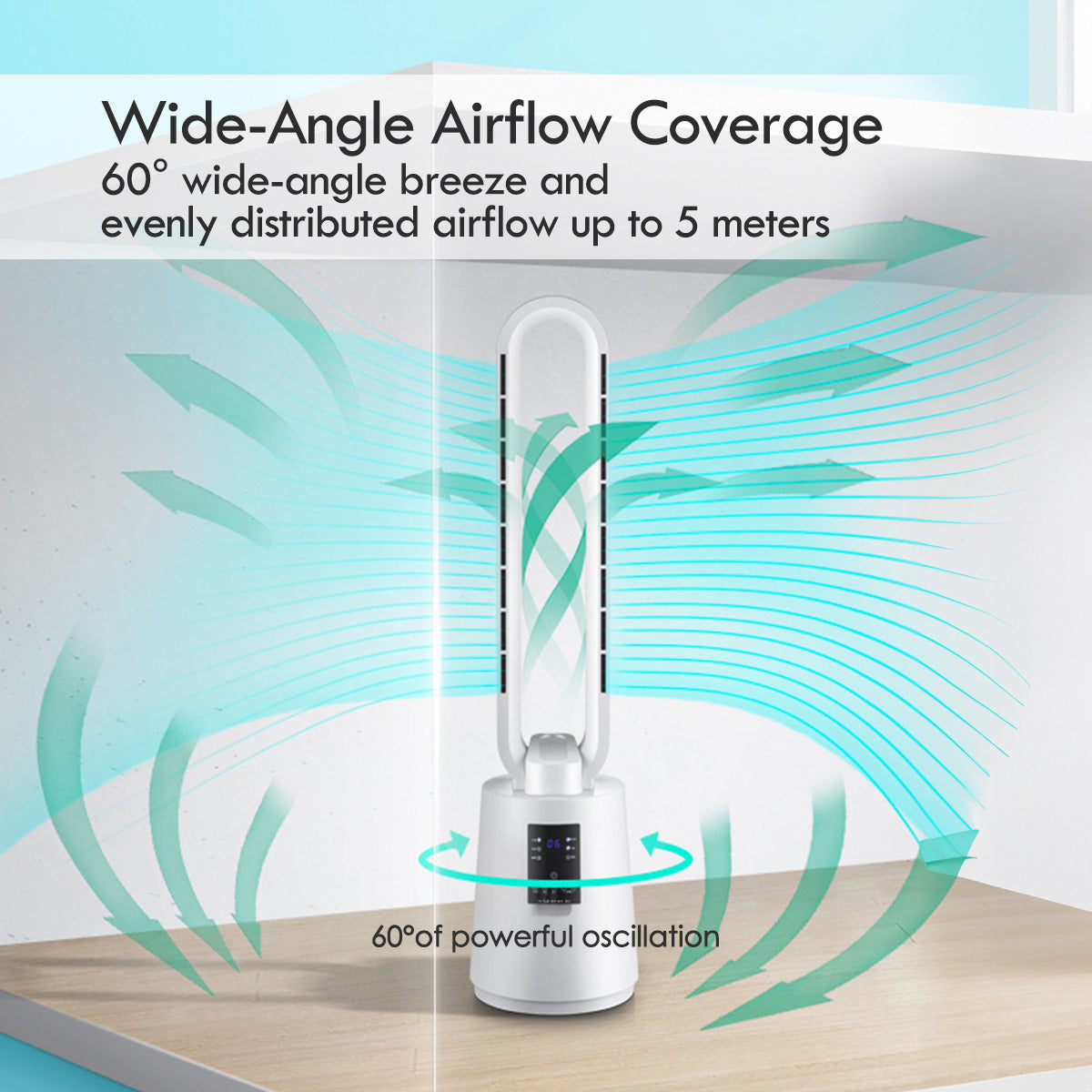 [NEA CLIMATE VOUCHER $400]iFan DC Bladeless Tower Fan – Remote Control, Oscillation, Timer, LED Temp Display, 3 Modes, 12-Speed, white, IF7461