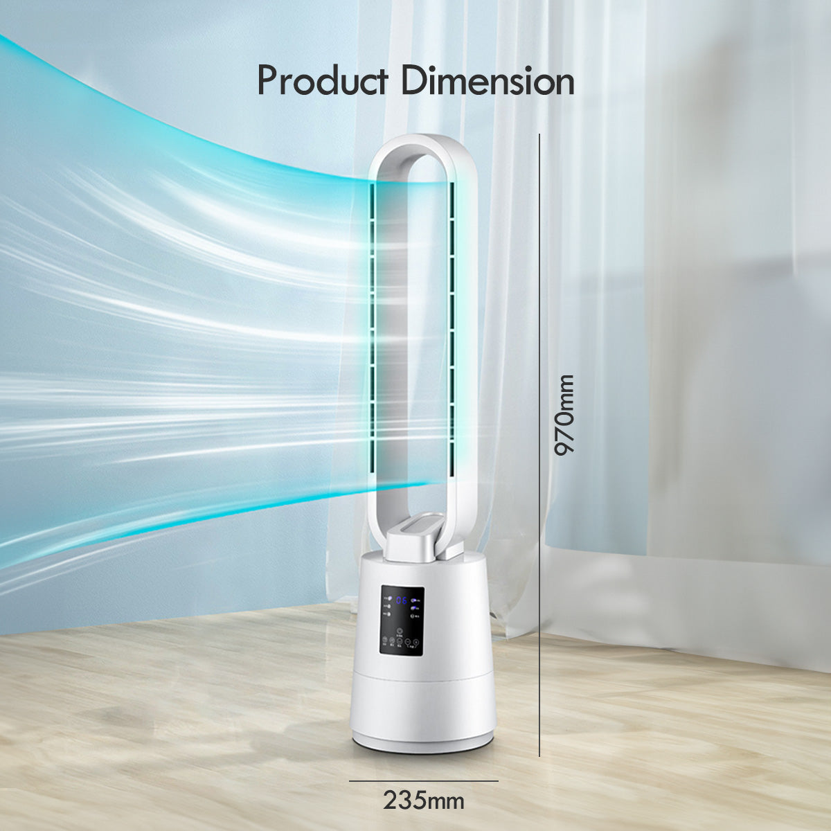 [NEA CLIMATE VOUCHER $400]iFan DC Bladeless Tower Fan – Remote Control, Oscillation, Timer, LED Temp Display, 3 Modes, 12-Speed, white, IF7461