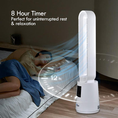 [NEA CLIMATE VOUCHER $400]iFan DC Bladeless Tower Fan – Remote Control, Oscillation, Timer, LED Temp Display, 3 Modes, 12-Speed, white, IF7461