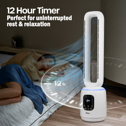 [NEA CLIMATE VOUCHER $400] iFan DC Bladeless Tower Fan – Remote Control, Oscillation, Timer, LED Lamp, Touch-screen, 3 Modes, 24-Speed, black, IF7463