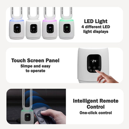 [NEA CLIMATE VOUCHER $400] iFan DC Bladeless Tower Fan – Remote Control, Oscillation, Timer, LED Lamp, Touch-screen, 3 Modes, 24-Speed, black, IF7463