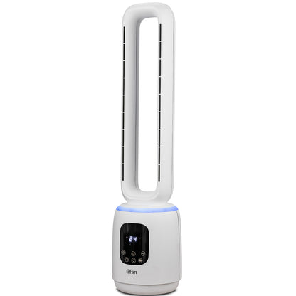 [NEA CLIMATE VOUCHER $400] iFan DC Bladeless Tower Fan – Remote Control, Oscillation, Timer, LED Lamp, Touch-screen, 3 Modes, 24-Speed, black, IF7463