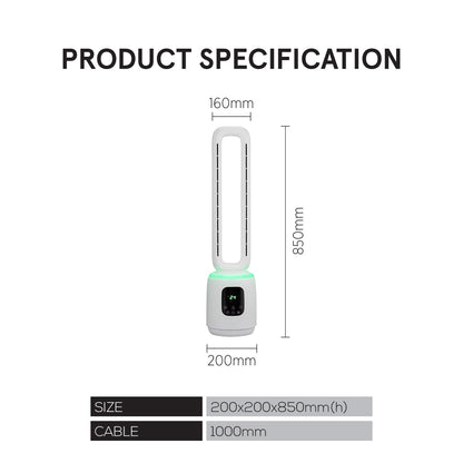 [NEA CLIMATE VOUCHER $400] iFan DC Bladeless Tower Fan – Remote Control, Oscillation, Timer, LED Lamp, Touch-screen, 3 Modes, 24-Speed, black, IF7463