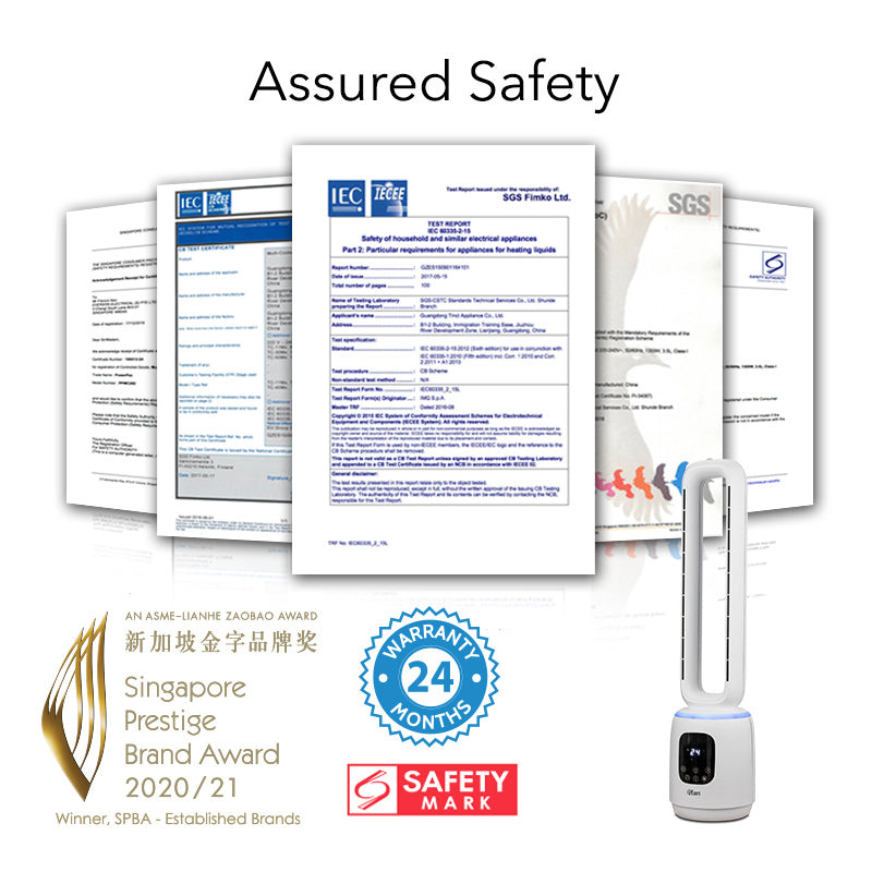 [NEA CLIMATE VOUCHER $400] iFan DC Bladeless Tower Fan – Remote Control, Oscillation, Timer, LED Lamp, Touch-screen, 3 Modes, 24-Speed, black, IF7463