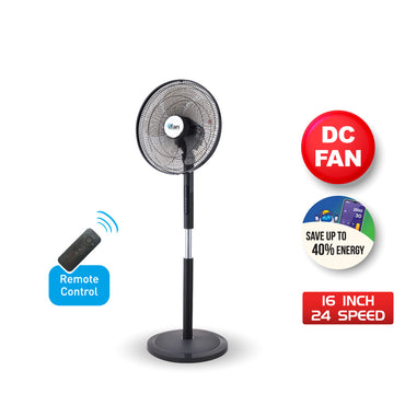 iFan 16" DC Motor Stand Fan with Remote Control – 24 Speeds, Oscillation, Adjustable height, Overheating Protection, IF7466