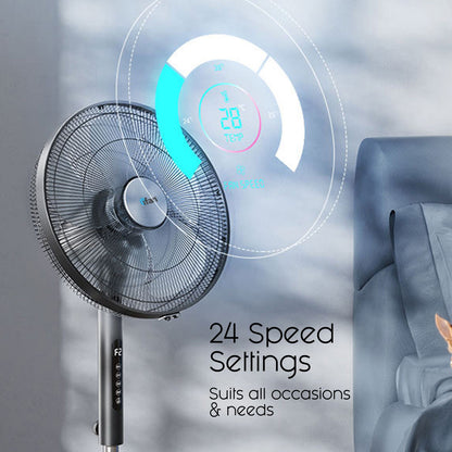 [NEA CLIMATE VOUCHER $400] iFan 18” DC Motor Stand Fan – Remote Control, Adjustable Height & Tilt, Oscillation, Timer, LED Screen, Touch Control, 24-Speed, grey, IF7468
