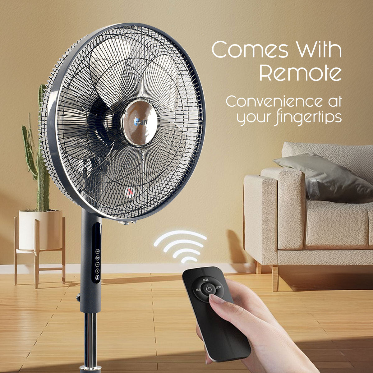 [NEA CLIMATE VOUCHER $400] iFan 18” DC Motor Stand Fan – Remote Control, Adjustable Height & Tilt, Oscillation, Timer, LED Screen, Touch Control, 24-Speed, grey, IF7468