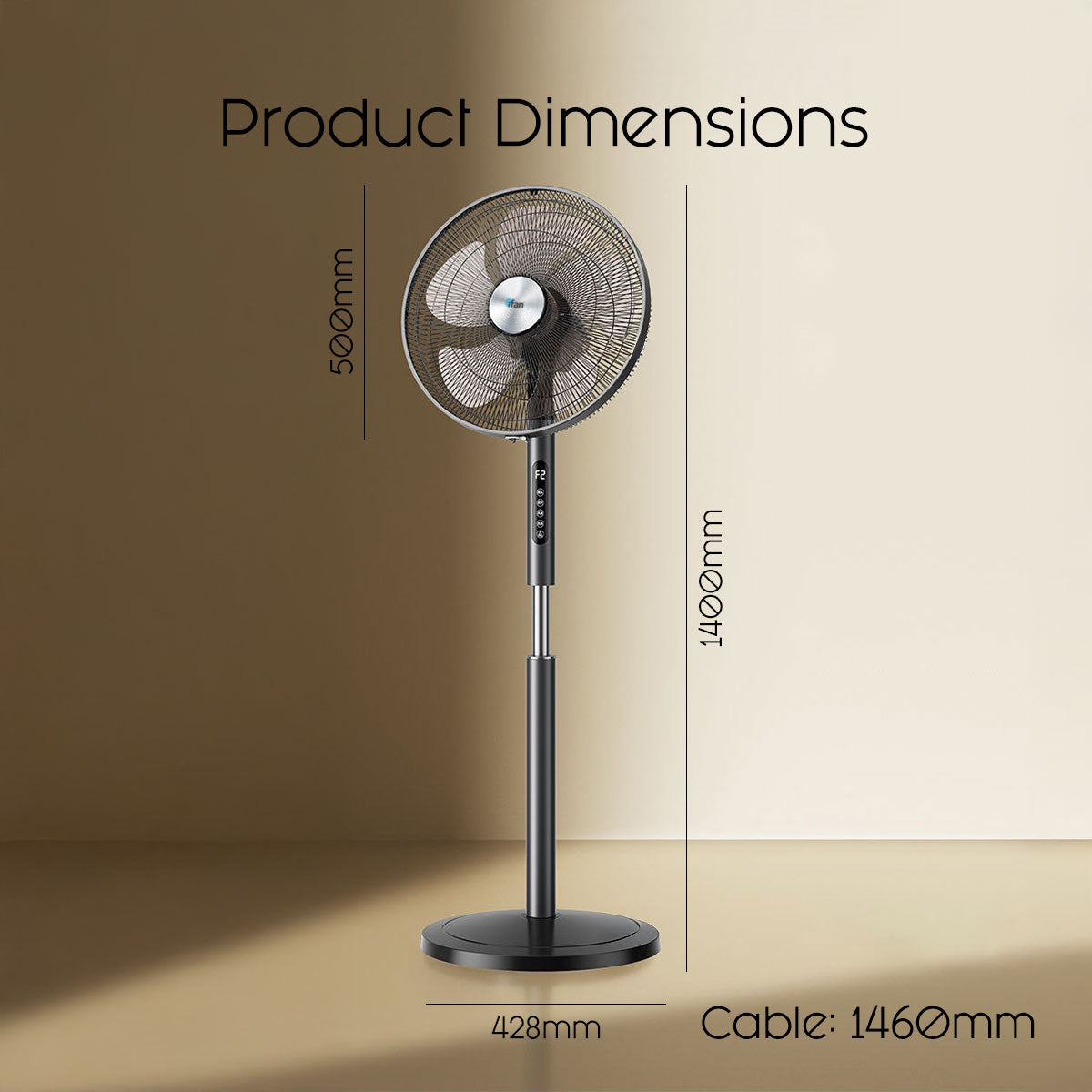 [NEA CLIMATE VOUCHER $400] iFan 18” DC Motor Stand Fan – Remote Control, Adjustable Height & Tilt, Oscillation, Timer, LED Screen, Touch Control, 24-Speed, grey, IF7468