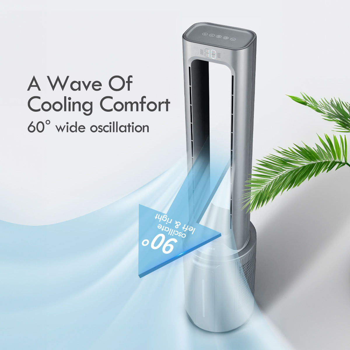 [NEA CLIMATE VOUCHER $400] iFan DC Bladeless Tower Fan -Remote Control, Oscillation, Timer, LED Lamp, grey, IF7477