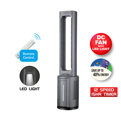 [NEA CLIMATE VOUCHER $400] iFan DC Bladeless Tower Fan -Remote Control, Oscillation, Timer, LED Lamp (IF7477)