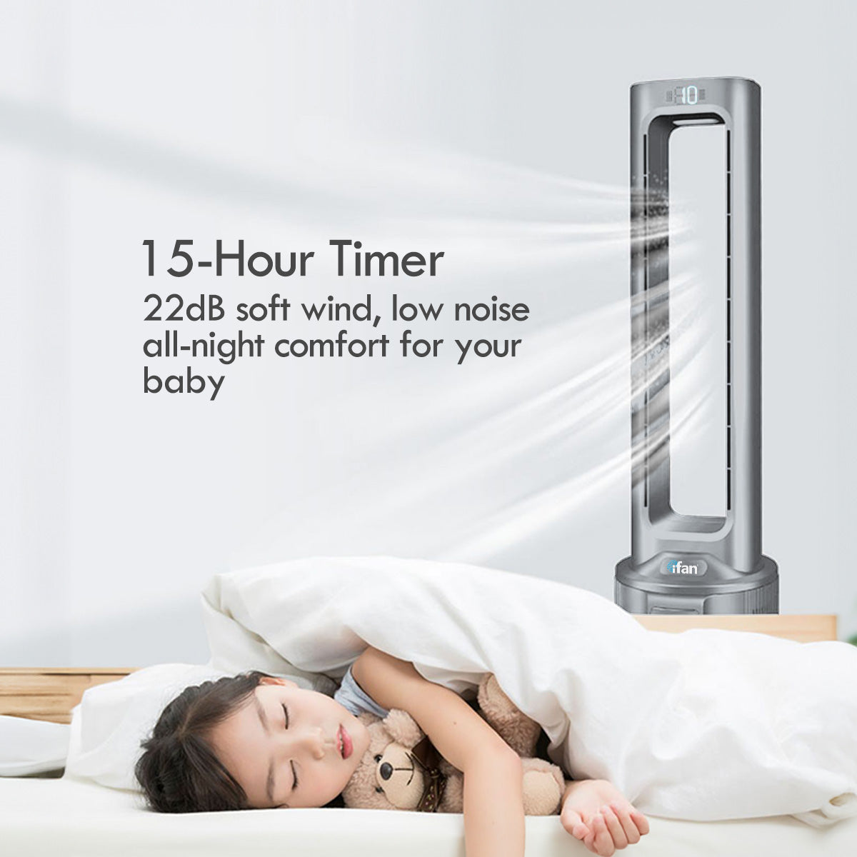 [NEA CLIMATE VOUCHER $400] iFan DC Bladeless Tower Fan -Remote Control, Oscillation, Timer, LED Lamp, grey, IF7477