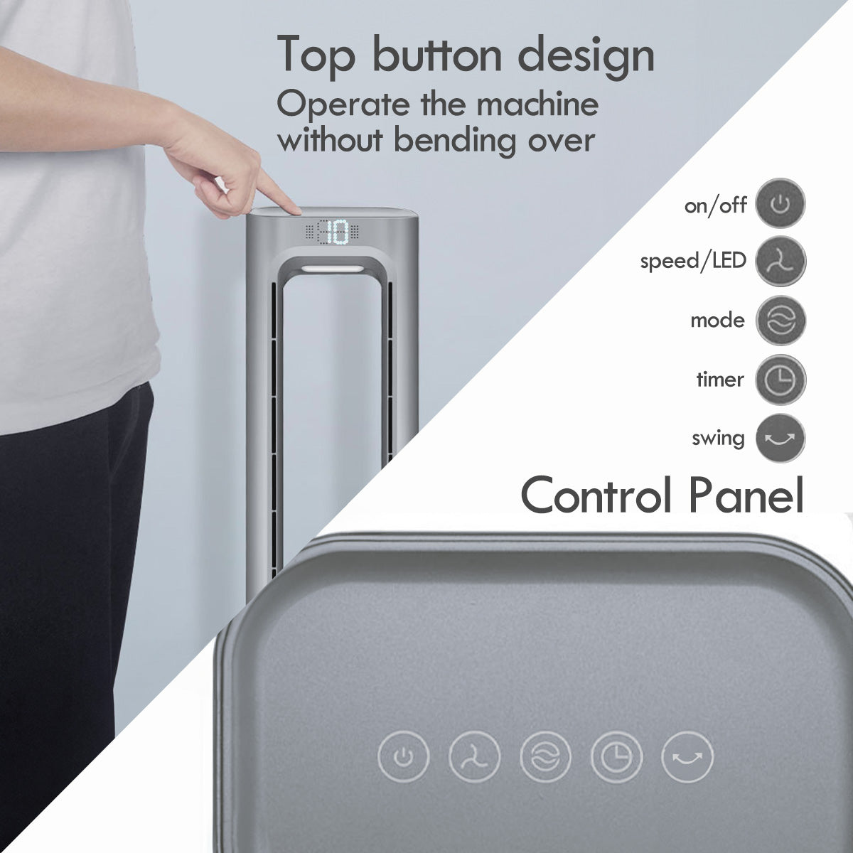 [NEA CLIMATE VOUCHER $400] iFan DC Bladeless Tower Fan -Remote Control, Oscillation, Timer, LED Lamp, grey, IF7477