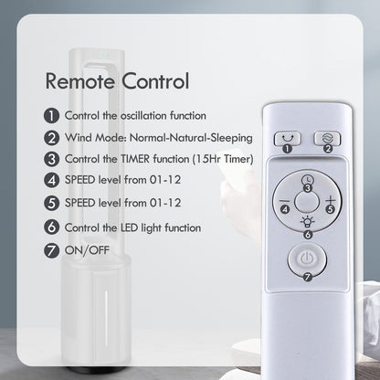 [NEA CLIMATE VOUCHER $400] iFan DC Bladeless Tower Fan -Remote Control, Oscillation, Timer, LED Lamp, grey, IF7477