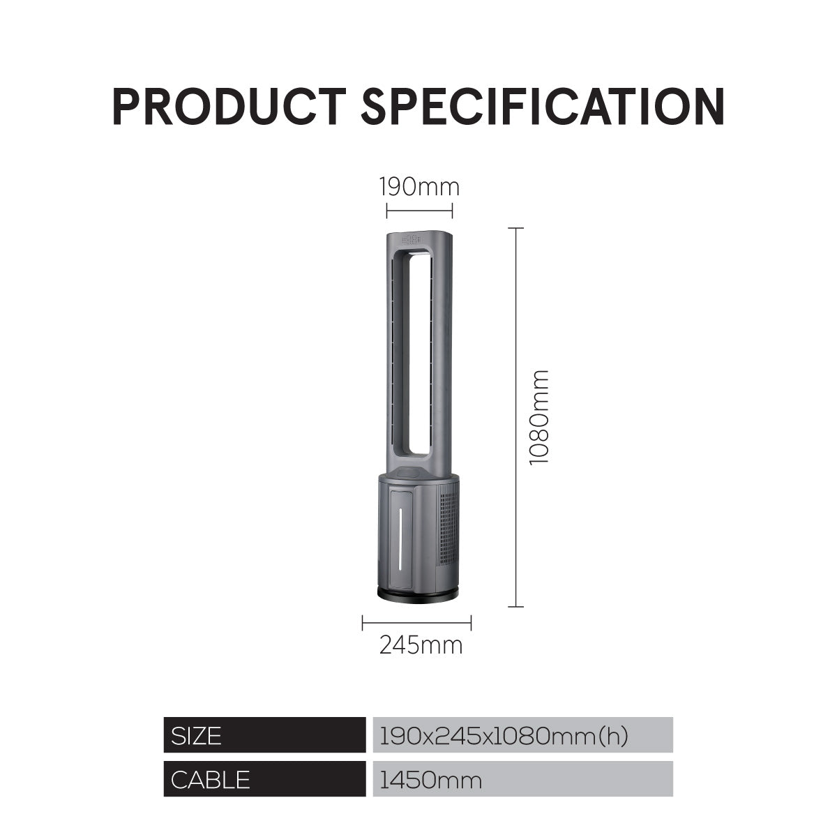 [NEA CLIMATE VOUCHER $400] iFan DC Bladeless Tower Fan -Remote Control, Oscillation, Timer, LED Lamp (IF7477)