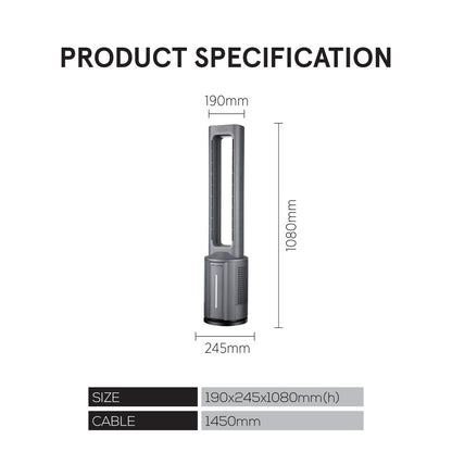 [NEA CLIMATE VOUCHER $400] iFan DC Bladeless Tower Fan -Remote Control, Oscillation, Timer, LED Lamp (IF7477)
