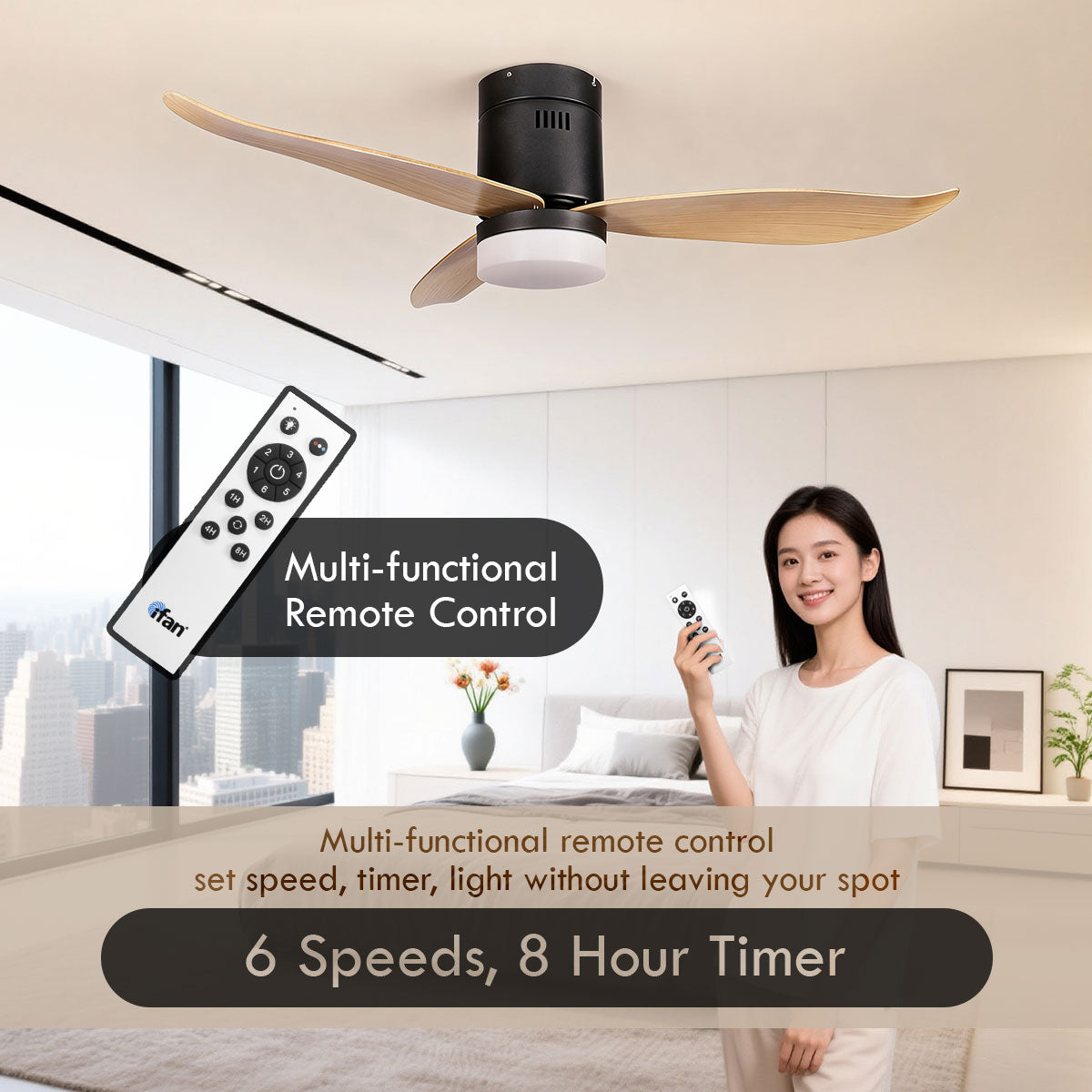 [NEA CLIMATE VOUCHER $400] iFan 46in DC Motor Ceiling Fan | Integrated 3-Colour LED Lights | 6 Speed Selection (IF8346DGBK)