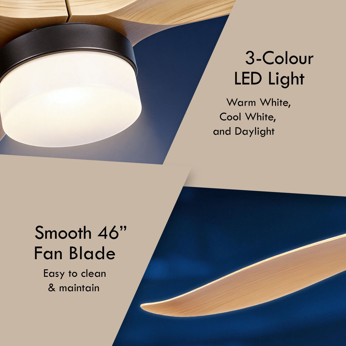 [NEA CLIMATE VOUCHER $400] iFan 46in DC Motor Ceiling Fan | Integrated 3-Colour LED Lights | 6 Speed Selection (IF8346DGBK)