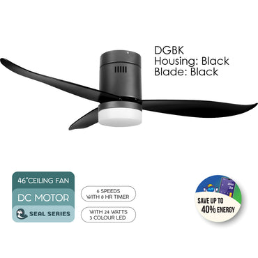 [NEA CLIMATE VOUCHER $400] iFan 46in DC Motor Ceiling Fan | Integrated 3-Colour LED Lights | 6 Speed Selection (IF8346DGBK)