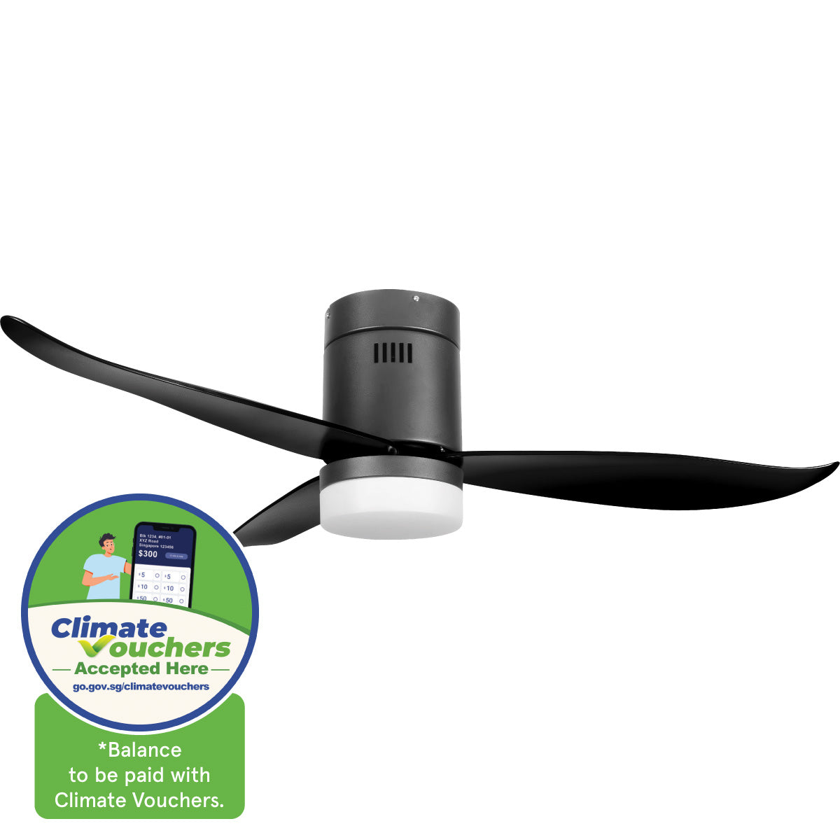 [NEA CLIMATE VOUCHER $400] iFan 46in DC Motor Ceiling Fan | Integrated 3-Colour LED Lights | 6 Speed Selection (IF8346DGBK)