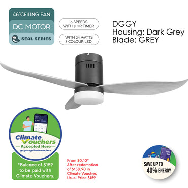 [NEA CLIMATE VOUCHER $400] iFan 46in DC Motor Ceiling Fan | Integrated 3-Colour LED Lights | 6 Speed Selection (IF8346DGGY)