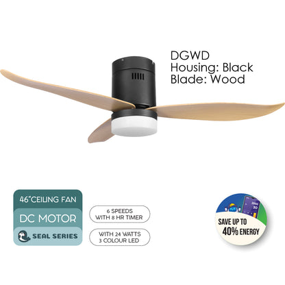 [NEA CLIMATE VOUCHER $400] iFan 46in DC Motor Ceiling Fan | Integrated 3-Colour LED Lights | 6 Speed Selection (IF8346DGWD)