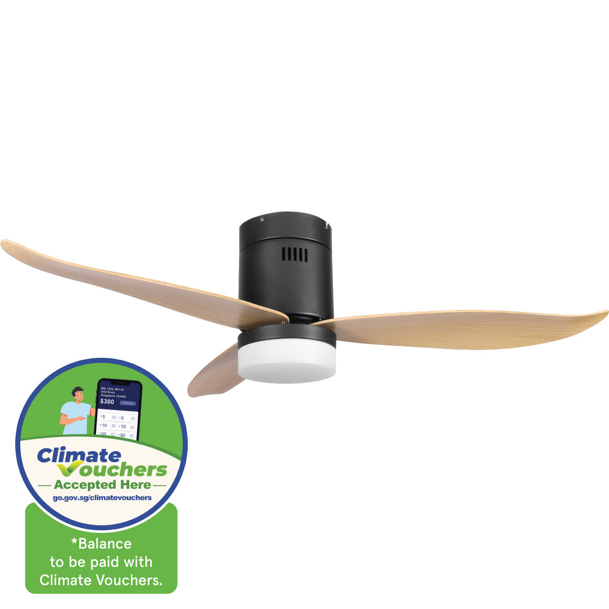 [NEA CLIMATE VOUCHER $400] iFan 46in DC Motor Ceiling Fan | Integrated 3-Colour LED Lights | 6 Speed Selection (IF8346DGWD)