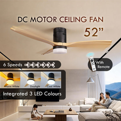 [NEA CLIMATE VOUCHER $400] iFan 52in DC Motor Ceiling Fan | Integrated 3-Colour LED Lights | 6 Speed Selection (IF8352DGWD)