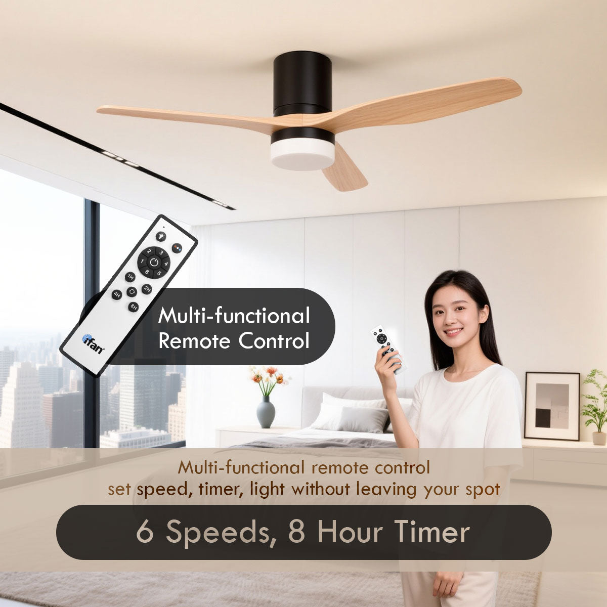 [NEA CLIMATE VOUCHER $400] iFan 52in DC Motor Ceiling Fan | Integrated 3-Colour LED Lights | 6 Speed Selection (IF8352DGWD)